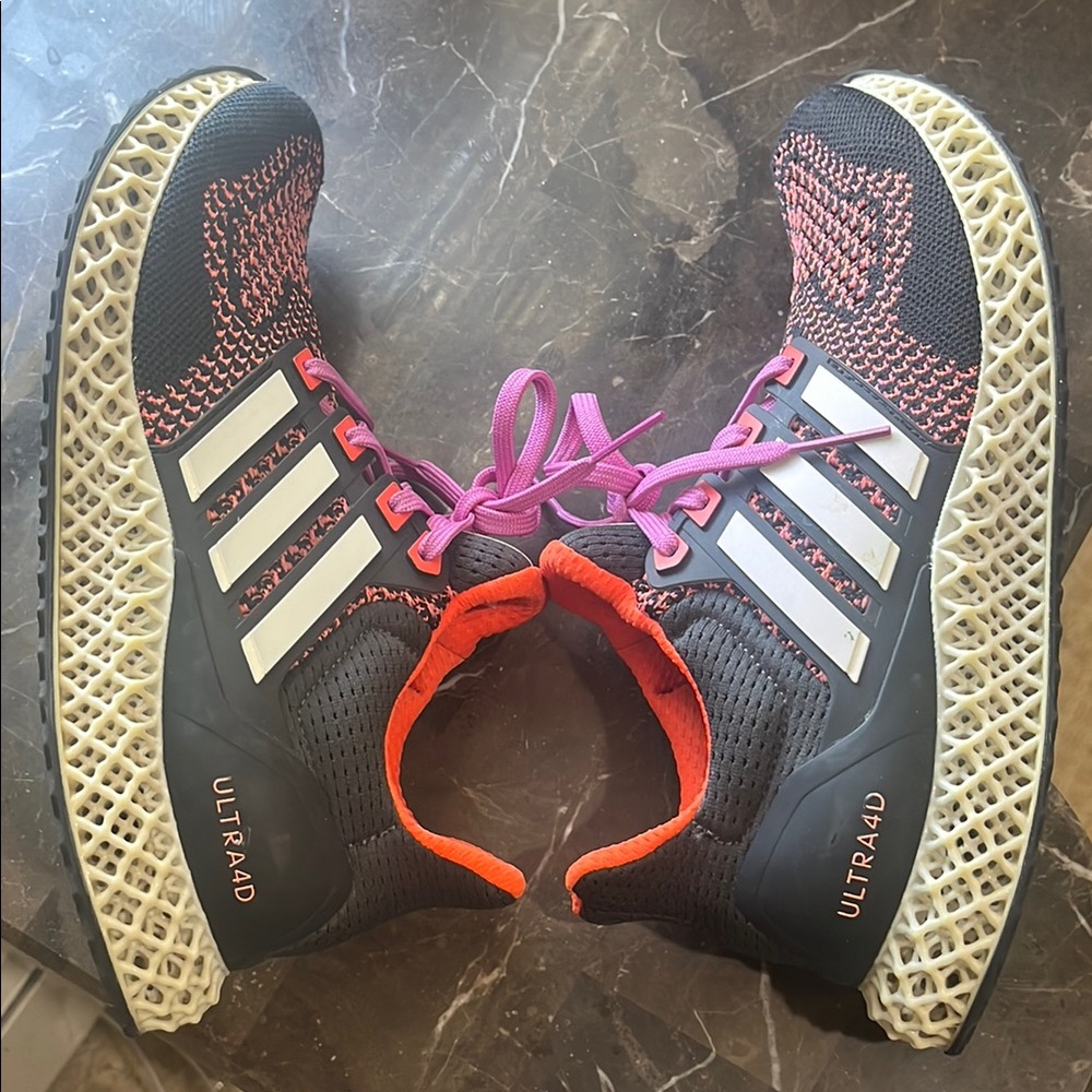 Adidas Ultra 4D Sneakers - Black, Pink, and Orange
